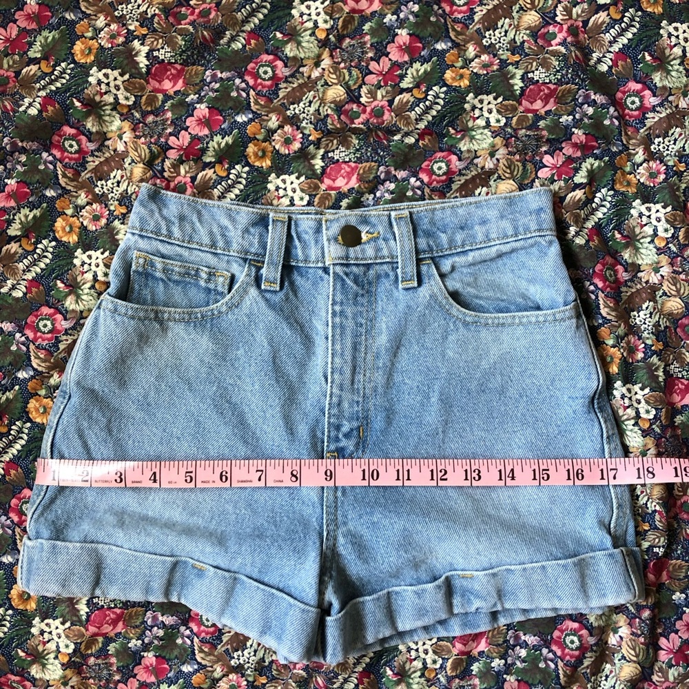 American Apparel Classic The High-Waisted Cuff Short Light Blue Denim Shorts - Picture 6 of 7